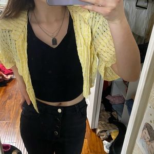 Yellow cropped button up